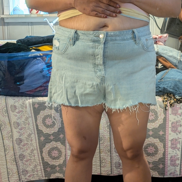 Wild Fable Light Blue Frayed Jean Shorts - Picture 1 of 8
